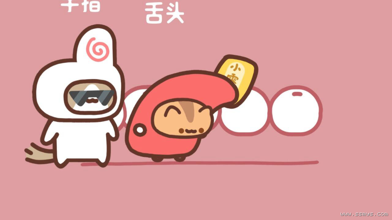 月薪喵本人原创动画中的白棕色小猫和橘猫角色