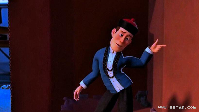 胡迪京长二创中的胡迪穿着中式衣服站在房间里